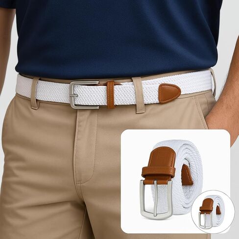 Perfect Fit Men's Woven Stretch Golf Belt with No-Hole Design | Metal-Reinforced Design, Resisting Breakage and Rust in Saudi Arabia