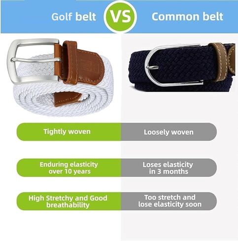 Perfect Fit Men's Woven Stretch Golf Belt with No-Hole Design | Metal-Reinforced Design, Resisting Breakage and Rust in Saudi Arabia