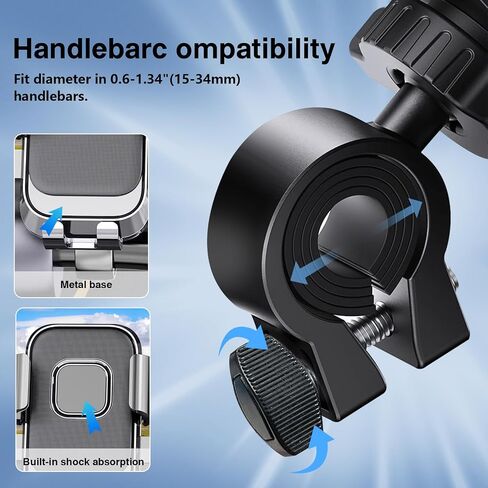 حامل جبل الهاتف للدراجة للدراجة البخارية الكهربائية ، دراجة نارية و Ebike-حامل الهاتف الخليوي العالمي للمقابض ، وتصميم مضاد للانتعاش ، وتثبيت سهل ، وتوافق مع iPhone & Android in Saudi Arabia