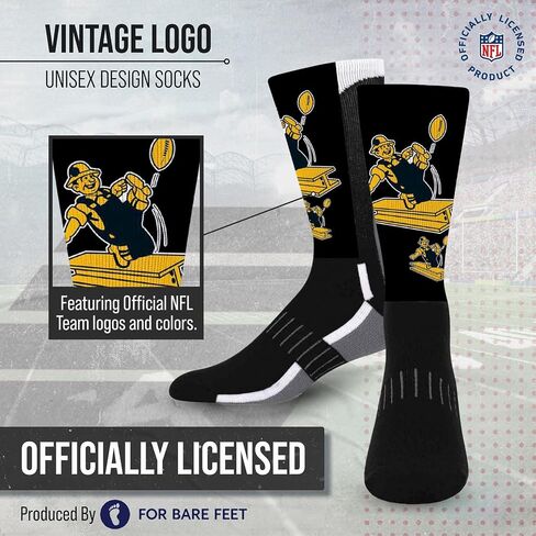 For Bare Feet NFL Youth V Curve Socks - Machine Washable - Poly-spandex blend - Perfect Fit and Durability for Active Young Athletes (Pittsburgh Steelers - Multicolor) in Saudi Arabia