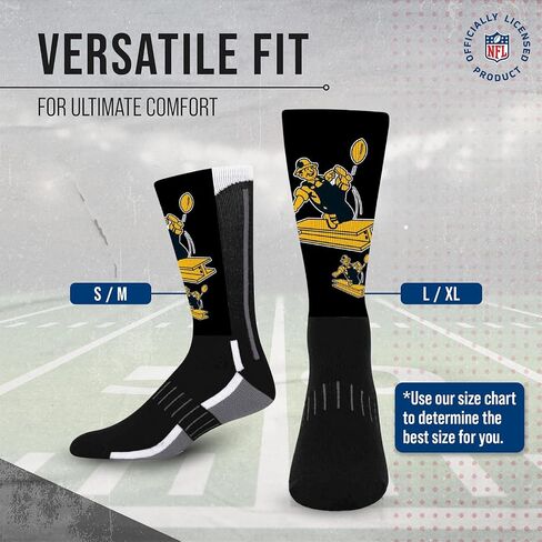 For Bare Feet NFL Youth V Curve Socks - Machine Washable - Poly-spandex blend - Perfect Fit and Durability for Active Young Athletes (Pittsburgh Steelers - Multicolor) in Saudi Arabia