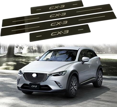 Car Door Sill Scuff Plate Guard Protector, for Mazda CX3 CX-3, Stainless Steel Trim Cover Accessories (Silver) in Saudi Arabia