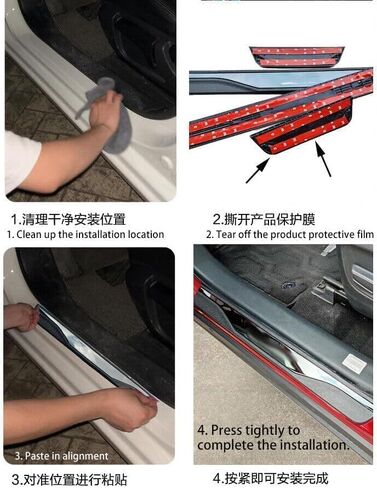 Car Door Sill Scuff Plate Protector Accessories, for Mitsubishi Outlander 2008 2013-2022 2023 2024 2025, Stainless Steel with Plastic Trim Cover Guard Parts (Silver) in Saudi Arabia