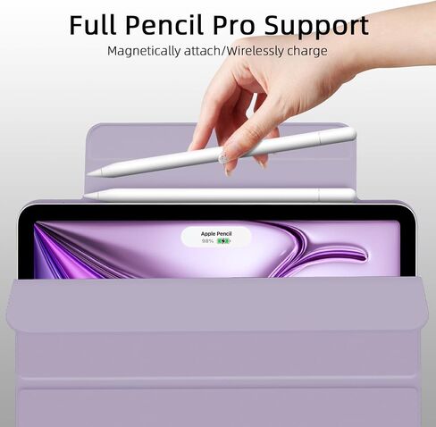 for iPad Air 13 inch M4/M3/M2 Case (2026/2025/2024,Model A3268/A3269/A3271), Auto Sleep/Wake and Magnetic Closure, Slim Trifold Stand Case, PU Leather Cover, Support Apple Pencil Pro, White in Kuwait