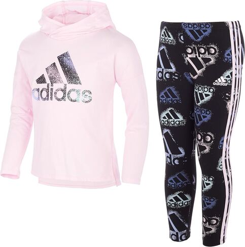 adidas Girl's Long Sleeve Graphic Hooded Tee and Printed Tights Set in Saudi Arabia