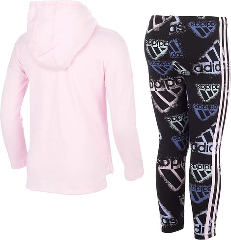 adidas Girl's Long Sleeve Graphic Hooded Tee and Printed Tights Set in Saudi Arabia
