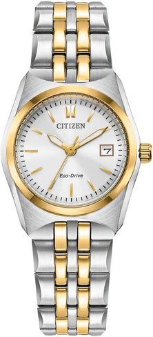 Citizen Women's Eco-Drive Corso Classic Watch in Two-Tone Stainless Steel, Black Dial (Model: EW2299-50A) in Saudi Arabia