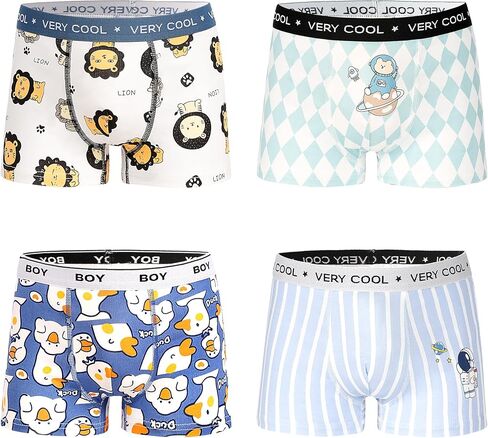 HOMES BOYS COTTON BOXER BOXER Cartoon Dinosaur Spaceman Duck Toddler Kids Chids 4 Pack ، 2-12 Years in Kuwait