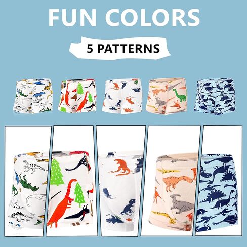 Boys Boxer Birks Toddler ، سراويل تدريب الملابس الداخلية ، القطن الناعم للتنفس 5 حزمة للأولاد الصغار 2-8 سنوات in Kuwait