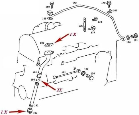 Turbo Oil Drain Pipe Gasket Seal Kit Compatible with Mercedes OM617 300D 300CD 300SD 300TD in Kuwait