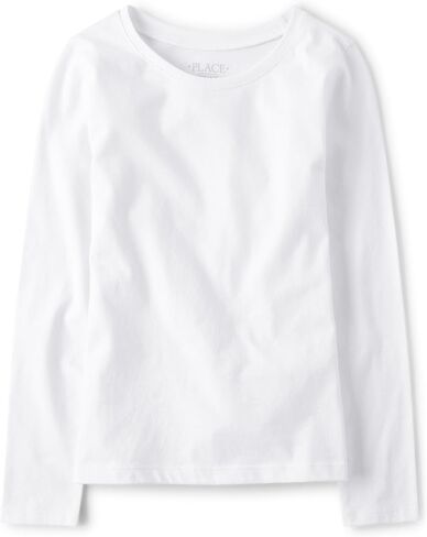 The Children's Place Girls' Long Sleeve Basic Layering T-Shirt, Black in Saudi Arabia