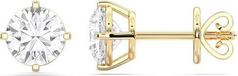 أقراط مسمار من الذهب الأصفر/الأبيض 14 كيلو مع مختبر من 1-2 قيراط ماس ، مختبر معتمد من IGI ، أقراط الماس المزرعة 4 الشق (لون E-F ، VVS-VS) ، أقراط مسمار للنساء ، المجوهرات الراقية in Kuwait