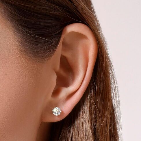 أقراط مسمار من الذهب الأصفر/الأبيض 14 كيلو مع مختبر من 1-2 قيراط ماس ، مختبر معتمد من IGI ، أقراط الماس المزرعة 4 الشق (لون E-F ، VVS-VS) ، أقراط مسمار للنساء ، المجوهرات الراقية in Kuwait