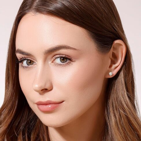 أقراط مسمار من الذهب الأصفر/الأبيض 14 كيلو مع مختبر من 1-2 قيراط ماس ، مختبر معتمد من IGI ، أقراط الماس المزرعة 4 الشق (لون E-F ، VVS-VS) ، أقراط مسمار للنساء ، المجوهرات الراقية in Kuwait