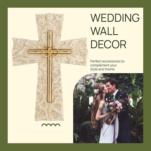 Grace4Joy Wedding Wall Cross ، 10 بوصات زواج صلاة الجدار ديكور هدايا الزفاف الدينية ، يدويًا ، in Kuwait