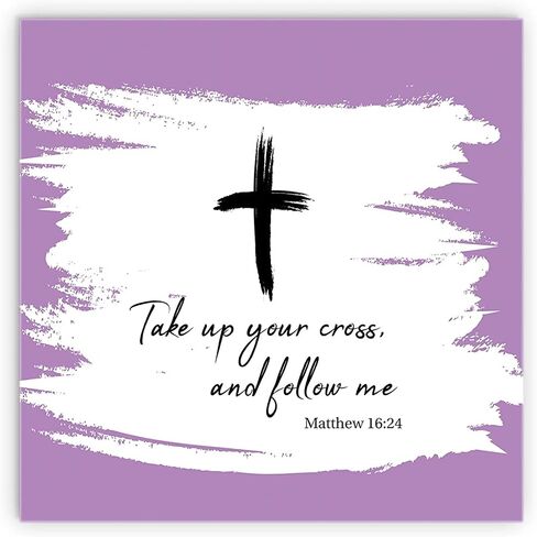 Elanze Designs Take Up Cross Follow Me Purple Cross 12 x 12 Wood Wall Sign Plaque in Saudi Arabia
