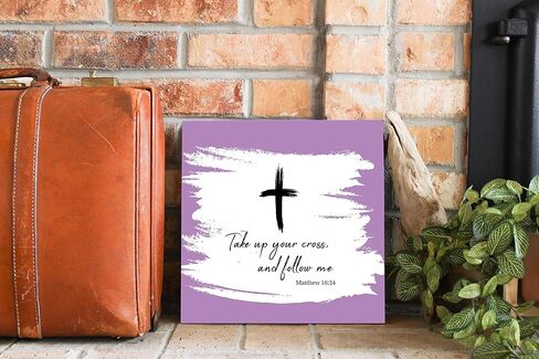 Elanze Designs Take Up Cross Follow Me Purple Cross 12 x 12 Wood Wall Sign Plaque in Saudi Arabia