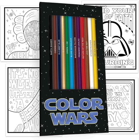 مجموعة أقلام ملونة من Color Wars للجماهير | مجموعة من 12 قلم رصاص محاكاة ساخرة | كل قلم رصاص ملون مختوم برقائق معدنية بمراجع ذكية | هدية عظيمة للجماهير in Kuwait