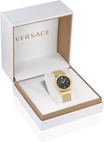 Versace Regalia Collection Luxury Womens Watch Timepieces with a Gold Bracelet Featuring a IP Yellow Gold Case and a Black Dial in Saudi Arabia