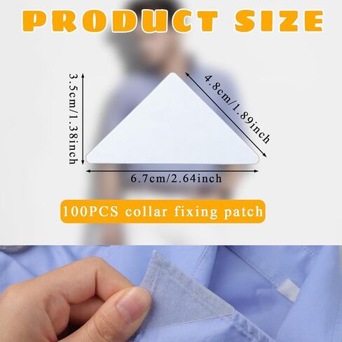 100 Pcs Collar Stays for Polo Shirts Collar Stays for Men's Dress Shirts No Curl Polo Shirt Collar Stay Anti-Warping Edge Collar Stay Sticker Collar Support for Women and Men Any Shirt with Collar in Saudi Arabia