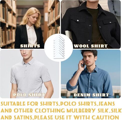 100 Pcs Collar Stays for Polo Shirts Collar Stays for Men's Dress Shirts No Curl Polo Shirt Collar Stay Anti-Warping Edge Collar Stay Sticker Collar Support for Women and Men Any Shirt with Collar in Saudi Arabia