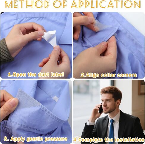 100 Pcs Collar Stays for Polo Shirts Collar Stays for Men's Dress Shirts No Curl Polo Shirt Collar Stay Anti-Warping Edge Collar Stay Sticker Collar Support for Women and Men Any Shirt with Collar in Saudi Arabia
