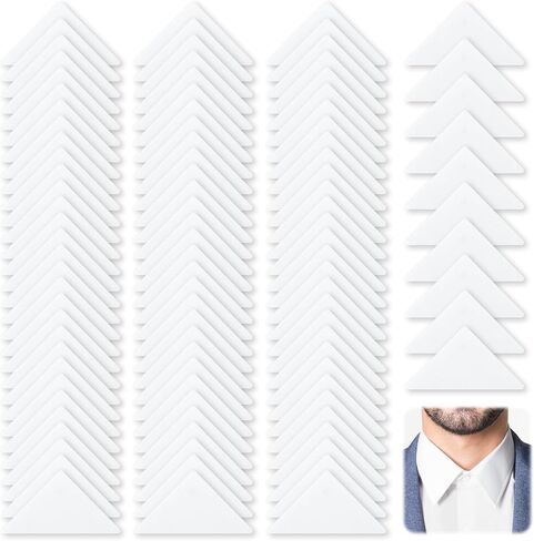 Bewudy 100 Pieces Collar Stays, No Curl Collar Stays, Polo Shirt Collar Stays, PVC Collar Anti-Warping Edge Shaper Plastic Collar Support Rack Sticker for Men and Women's Dress in Saudi Arabia