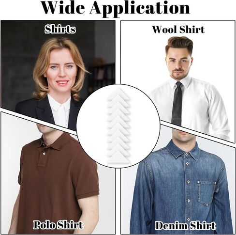 Bewudy 100 Pieces Collar Stays, No Curl Collar Stays, Polo Shirt Collar Stays, PVC Collar Anti-Warping Edge Shaper Plastic Collar Support Rack Sticker for Men and Women's Dress in Saudi Arabia