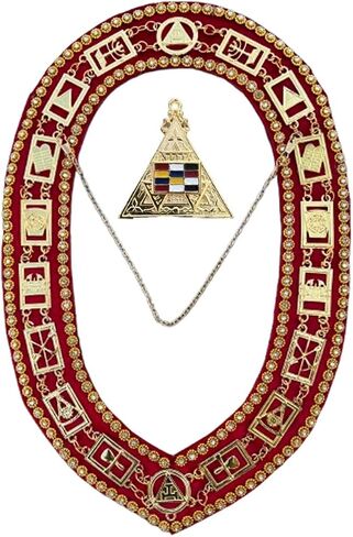 Masonic Regalia Royal Arch Chain Collar, Masonic Royal Arch Golden Collar, Masonic Red Collar, Royal Arch Jewel - Rhinestones in Saudi Arabia