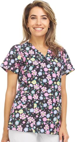 MediChic V-Neck Printed Scrub Top in Saudi Arabia