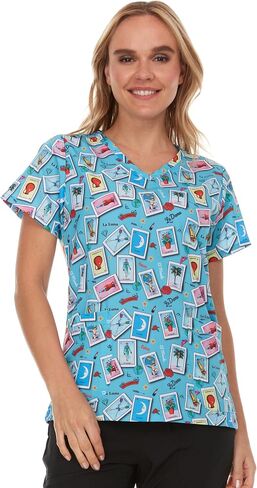 MediChic V-Neck Printed Scrub Top in Saudi Arabia