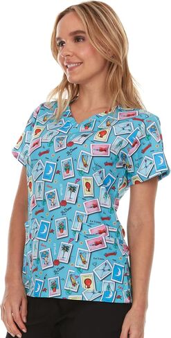 MediChic V-Neck Printed Scrub Top in Saudi Arabia