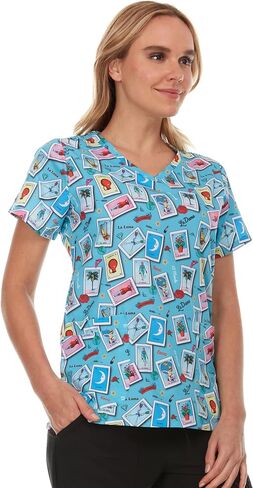 MediChic V-Neck Printed Scrub Top in Saudi Arabia