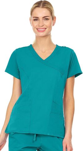 MediChic Women Scrubs Mock Neck Four Pocket Scrub Top With 4-Way Stretch, Available in Over 20 Colors in Saudi Arabia