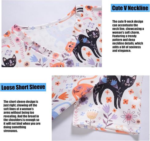 Holiday Scrub Tops for Women Short Sleeve Vneck Stretchy Nurse Workwear Uniforms Cute Printed 2 Pockets Scrub Shirt in Saudi Arabia