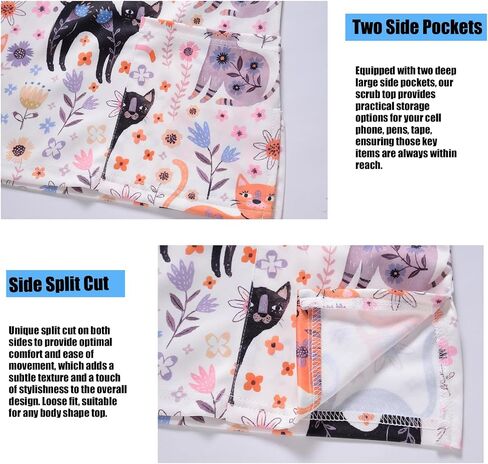 Holiday Scrub Tops for Women Short Sleeve Vneck Stretchy Nurse Workwear Uniforms Cute Printed 2 Pockets Scrub Shirt in Saudi Arabia