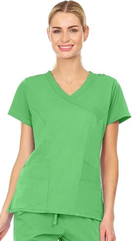 MediChic Women Scrubs Mock Neck Four Pocket Scrub Top With 4-Way Stretch, Available in Over 20 Colors in Saudi Arabia