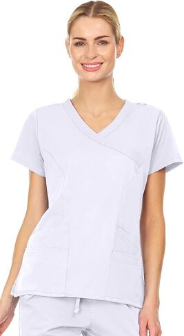MediChic Women Scrubs Mock Neck Four Pocket Scrub Top With 4-Way Stretch, Available in Over 20 Colors in Saudi Arabia