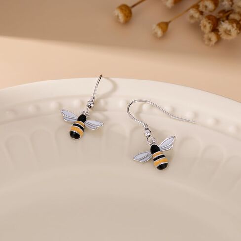 SLUYNZ Solid 925 Sterling Silver Bee Drop Earrings for Women Teens Lovely Bee Dangle Earrings in Saudi Arabia