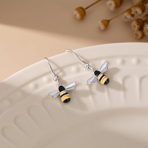 SLUYNZ Solid 925 Sterling Silver Bee Drop Earrings for Women Teens Lovely Bee Dangle Earrings in Saudi Arabia