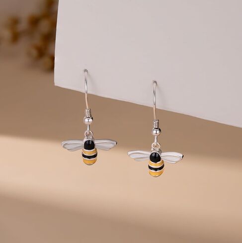 SLUYNZ Solid 925 Sterling Silver Bee Drop Earrings for Women Teens Lovely Bee Dangle Earrings in Saudi Arabia