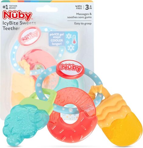 Nuby IcyBite Popsicle, Donut and Ice Cream Teether Ring - 3+ Months, Neutral in Kuwait