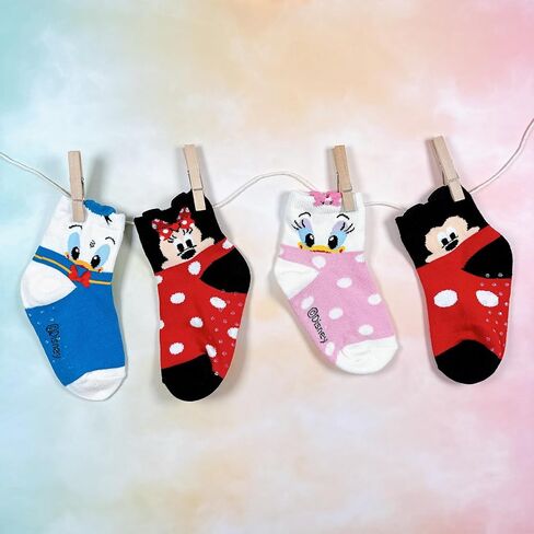 Kid Ankle Socks Disney Character Ankle Socks, Mickey Minnie Donald Daisy Design, 4 Pairs or 5 Pairs Set in Saudi Arabia