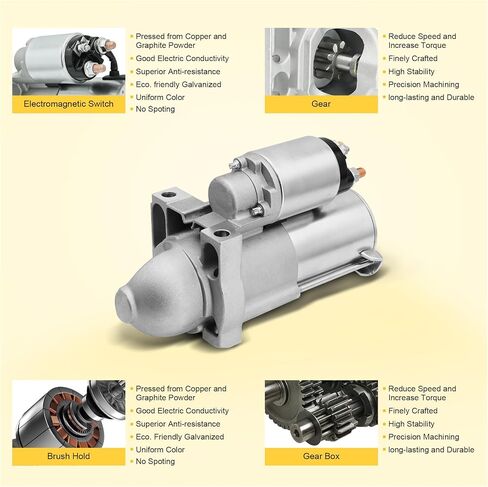 Starter 6494 Compatible with 2003-2008 Sierra 1500 Avalanche 1500 Silverado 1500 Suburban Tahoe Yukon/XL 4.8L/5.3L(323/294) V8 Replace 6642,12592294, 12578050, 9000939 in Saudi Arabia