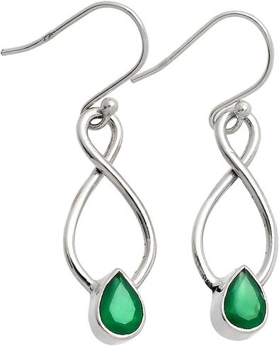 Natural Multi Stone Pear Shape 925 Silver Earrings DGE1077 E-1236 in Saudi Arabia