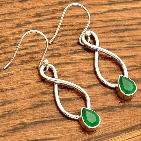 Natural Multi Stone Pear Shape 925 Silver Earrings DGE1077 E-1236 in Saudi Arabia