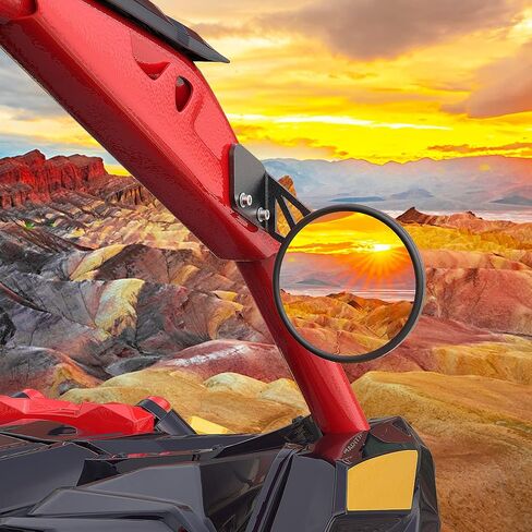 MZS X3 Side Mirrors, Rear View Racing Style Convex Design w/Mounting Bracket Compatible 2017-2025 Maverick X3 Max Xds Xrs Xmr Xrc Turbo RR UTV 715002898 - Round, 1 Pair in Saudi Arabia