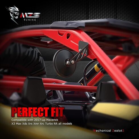 MZS X3 Side Mirrors, Rear View Racing Style Convex Design w/Mounting Bracket Compatible 2017-2025 Maverick X3 Max Xds Xrs Xmr Xrc Turbo RR UTV 715002898 - Round, 1 Pair in Saudi Arabia