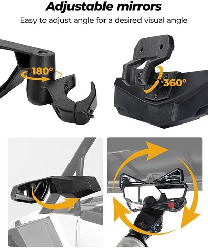 المرايا الجانبية Kemimoto Pro XP ومرآة المركزية الخلفية متوافقة مع Polaris RZR Pro XP 2020-2025 ، RZR XP 1000/XP 4 1000 2024 2025 - UTV Accessories 2883762 2883763 in Saudi Arabia