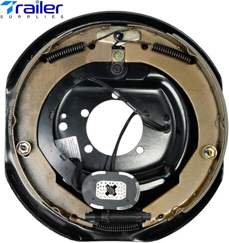 7,000 lb Brake & Drum Kit – 12"x2" Self-Adjusting Electric Brakes (1 Pair) + 8 on 6.5" Drums with 9/16" Studs, Pre-Greased Bearings, Dust Caps & Full Hardware, Black Coated in Saudi Arabia